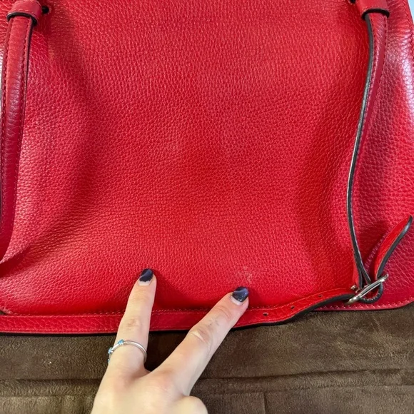 Gucci Women's Bamboo Daily Red Leather Flap Shoulder Bag - Picture 9 of 16